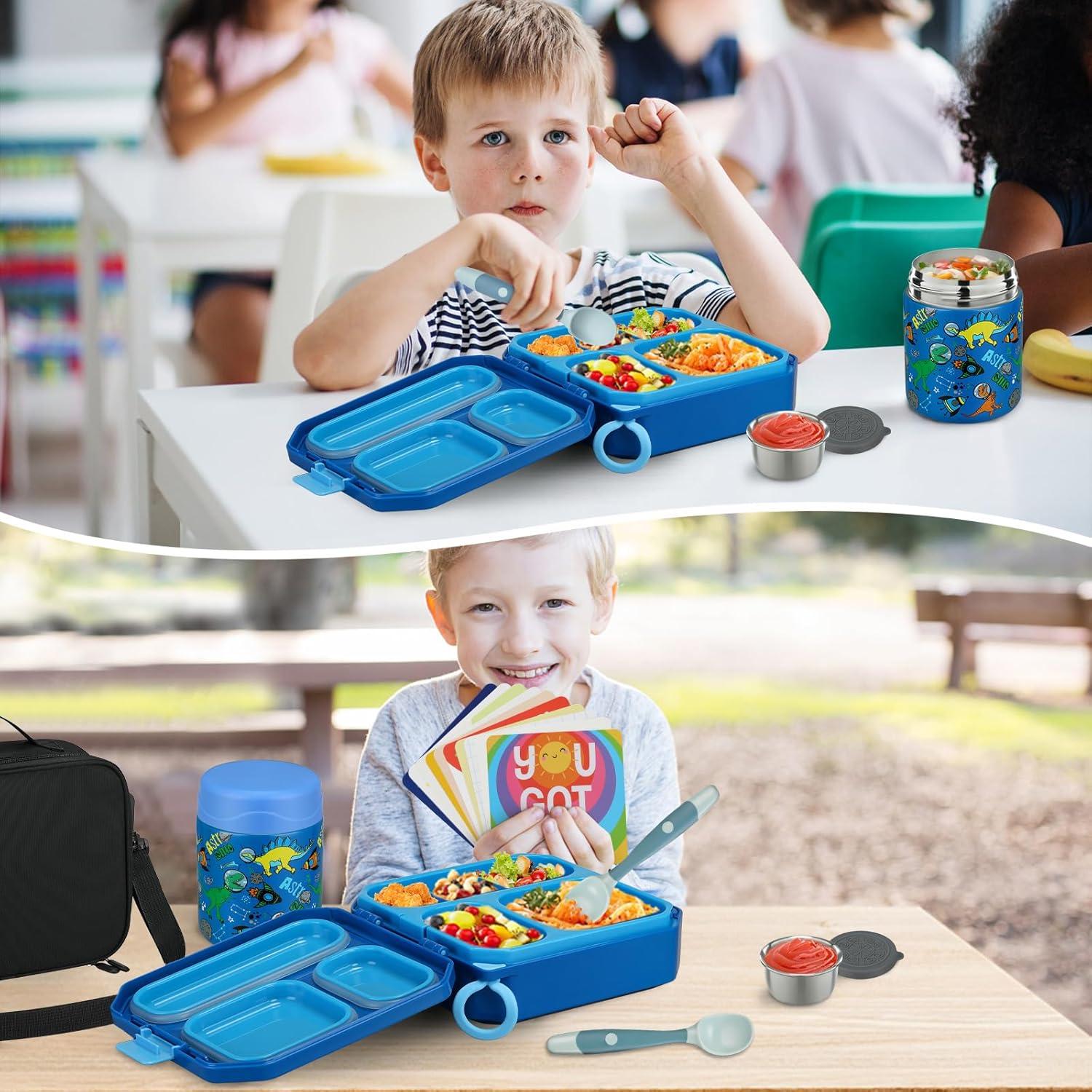 Caja de Almuerzo Bento Wiwens Azul Dinosaurio 5 Compartimentos