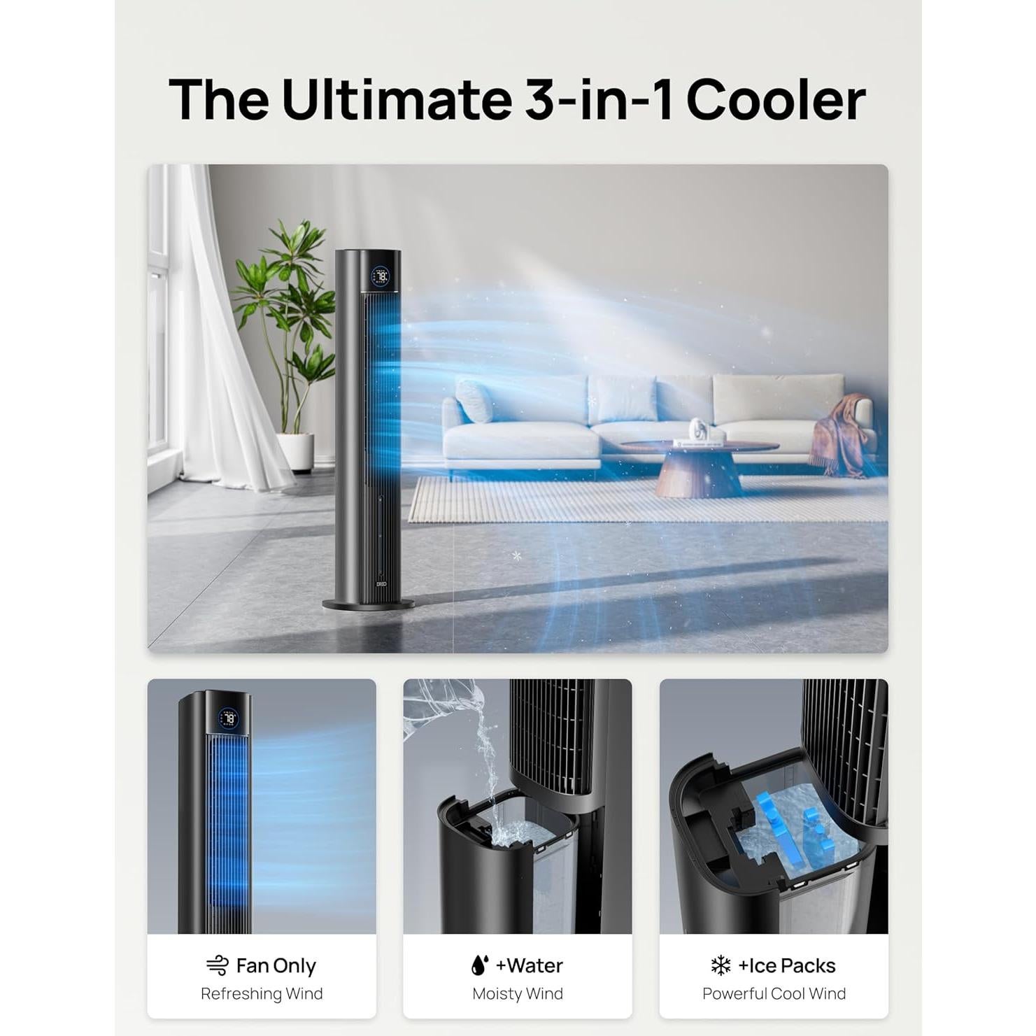 Enfriador Evaporativo Dreo IceWind 712S 6L 4 Velocidades Negro