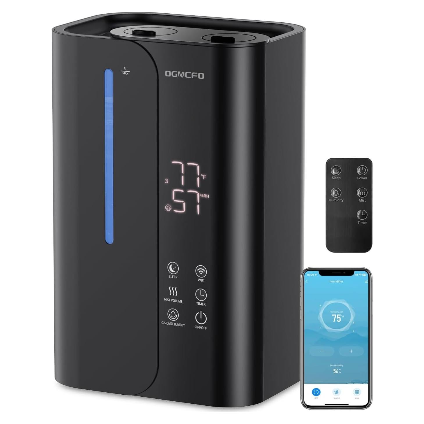 Humidificador ultrasónico OGACFO 5L control remoto 28dB