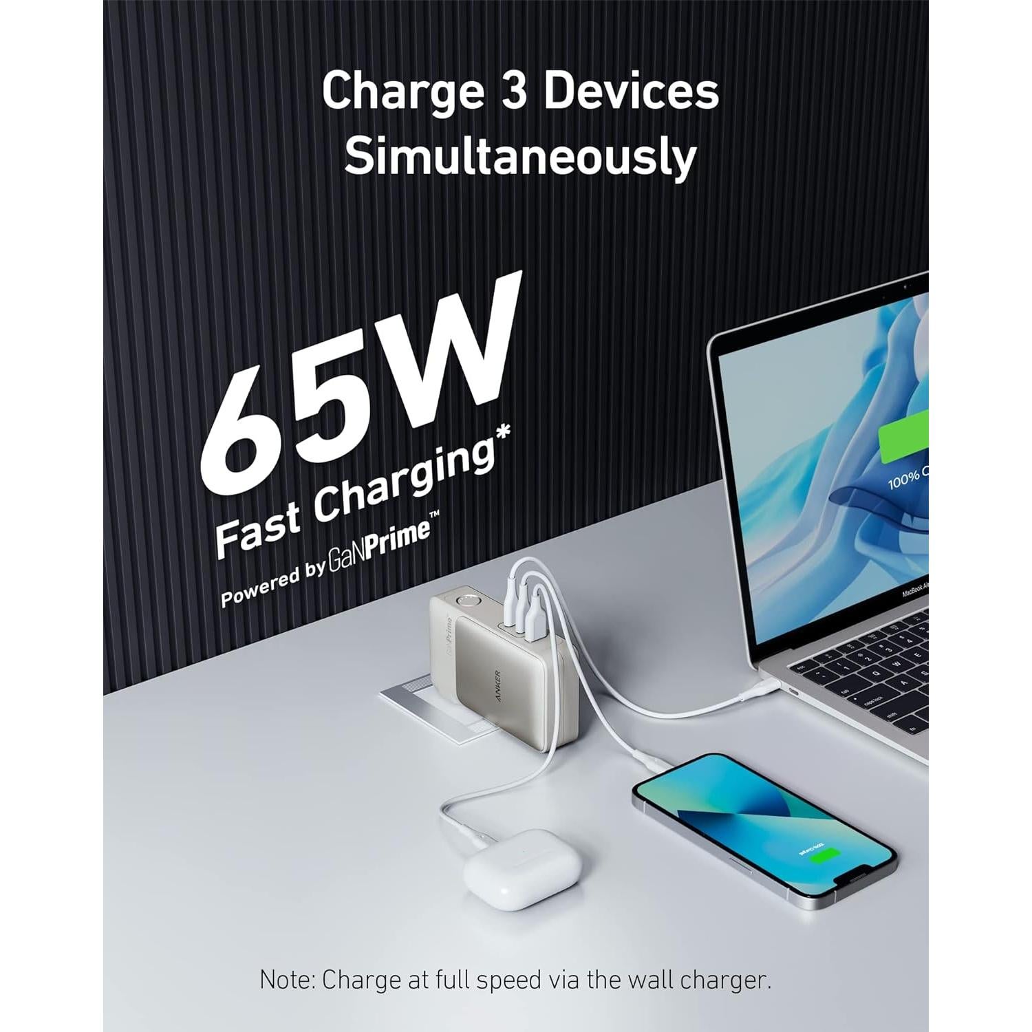 Cargador Portátil Anker GaNPrime 10,000mAh 65W USB-C