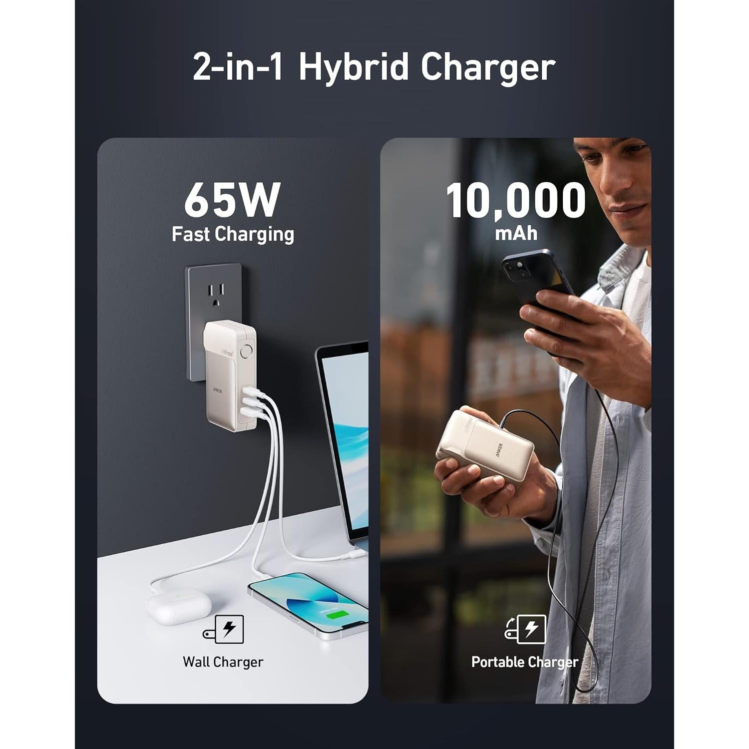Cargador Portátil Anker GaNPrime 10,000mAh 65W USB-C