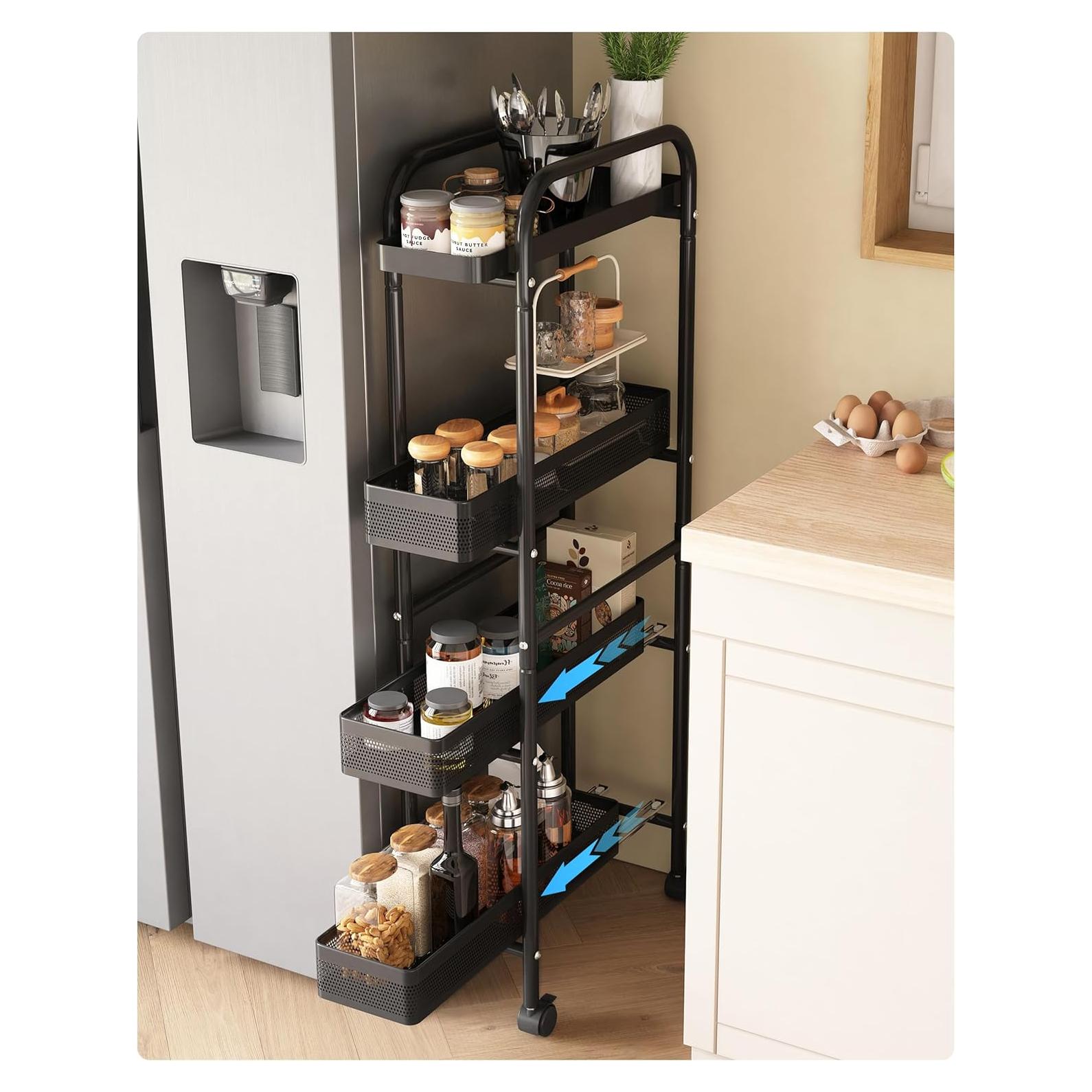 Carro de Almacenamiento Slim UMDONX 4 Niveles Negro Organizador