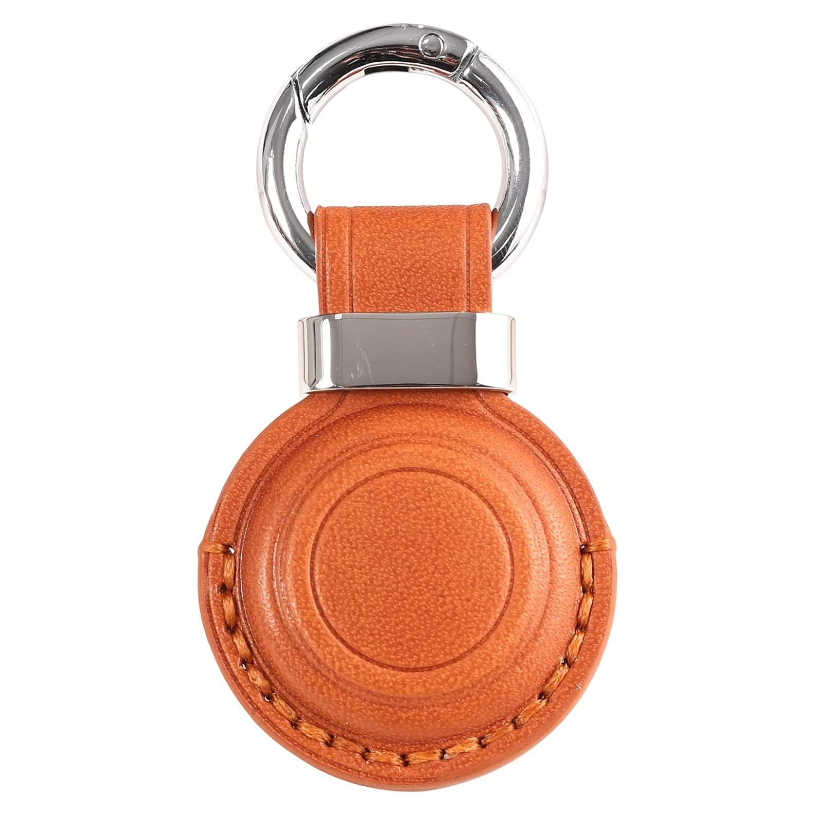 Soporte de cuero genuino LQU para AirTag - Marrón V2.0