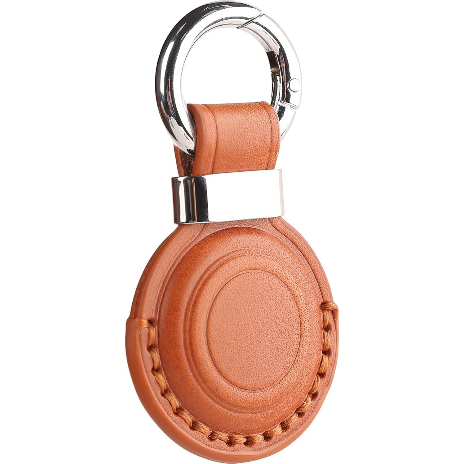 Soporte de cuero genuino LQU para AirTag - Marrón V2.0