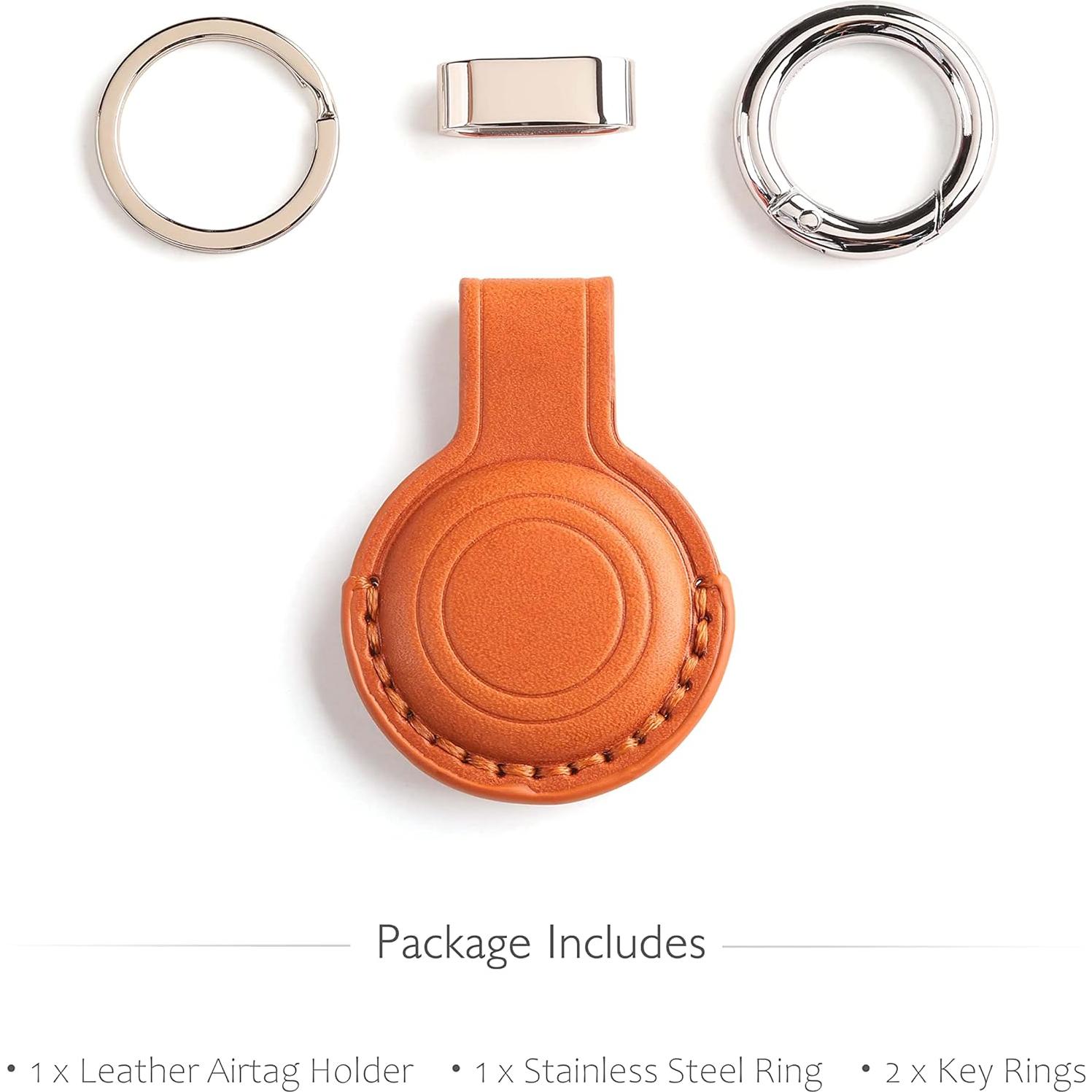 Soporte de cuero genuino LQU para AirTag - Marrón V2.0