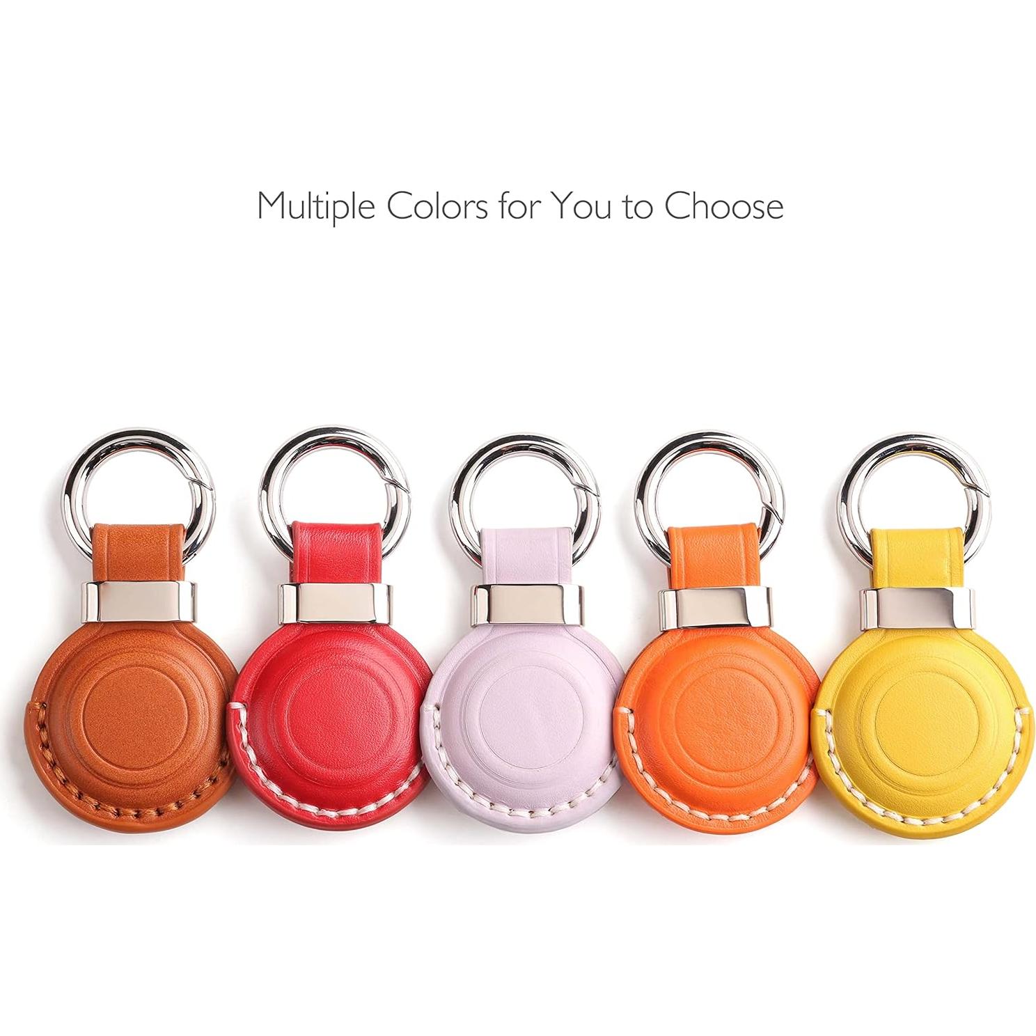 Soporte de cuero genuino LQU para AirTag - Marrón V2.0