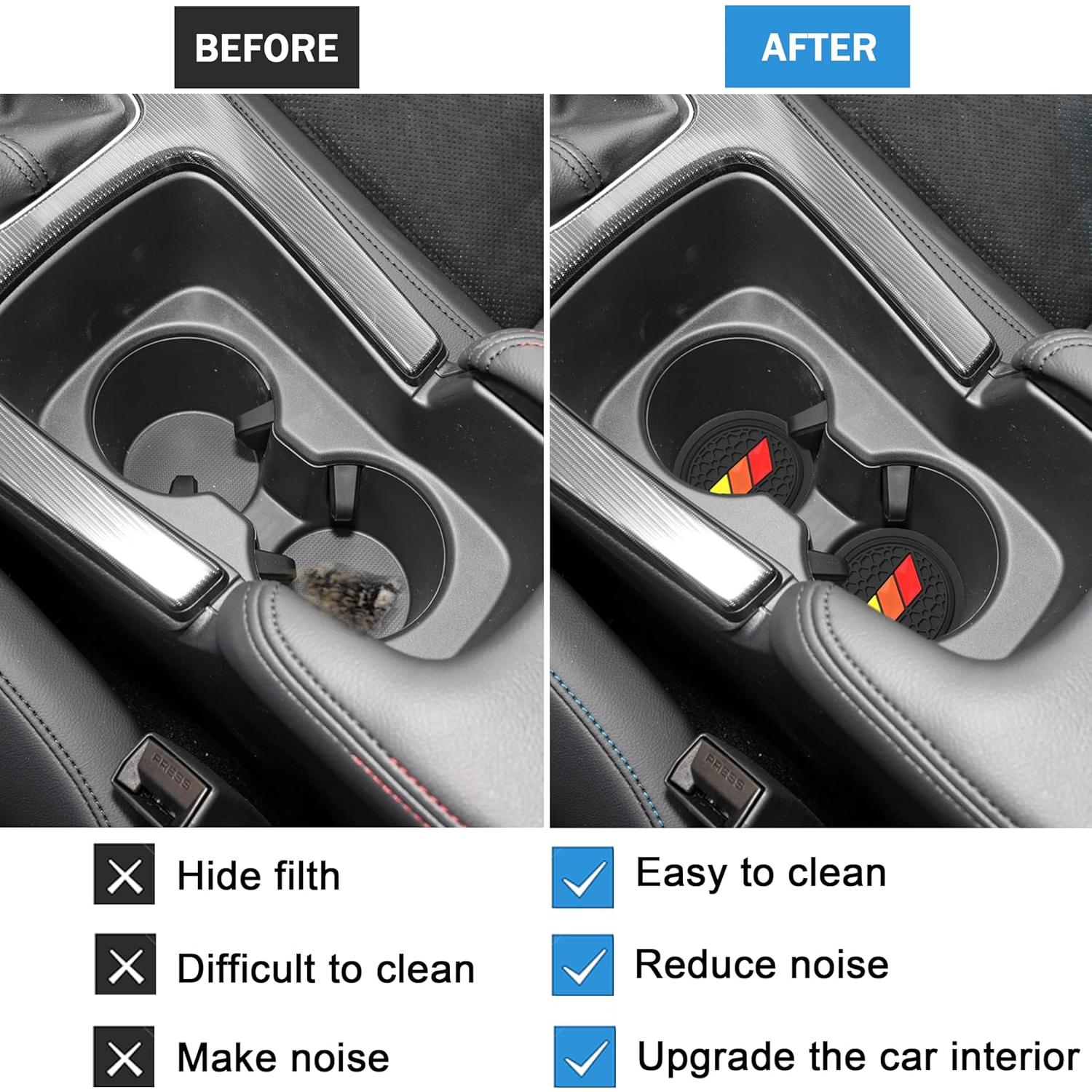 YOSRTER 4 Piezas Inserciones para Portavasos Toyota Negro