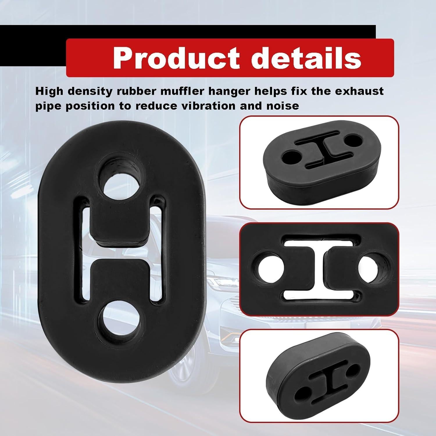 Soporte de Escape de Goma Dunviku 2 Agujeros 74x47x20mm Negro