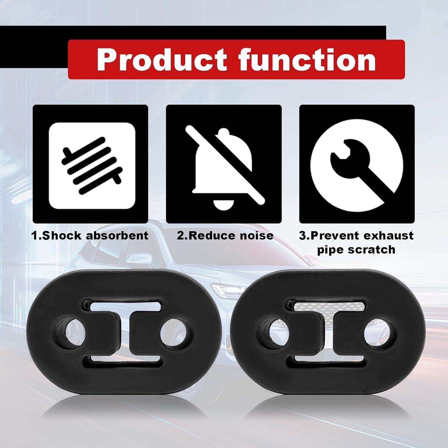 Soporte de Escape de Goma Dunviku 2 Agujeros 74x47x20mm Negro