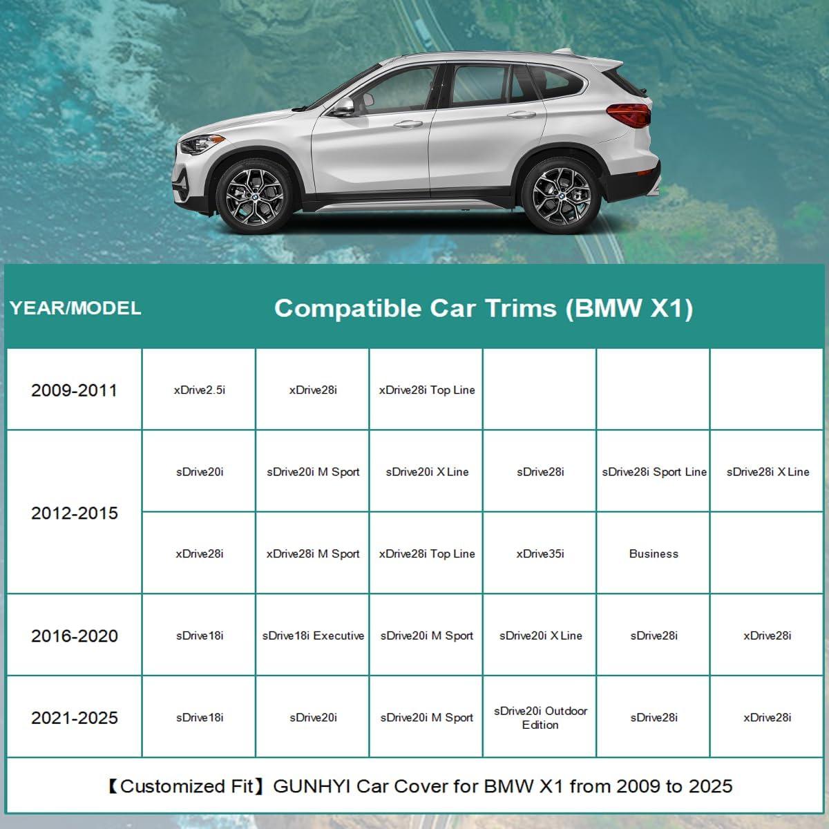 Cubierta de Coche GUNHYI Ajuste Personalizado BMW X1 2009-2025