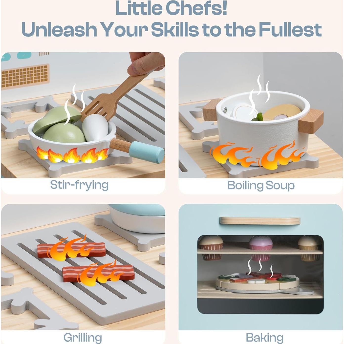 Set de Cocina de Madera ROBOTIME WCF28 con Horno y Accesorios