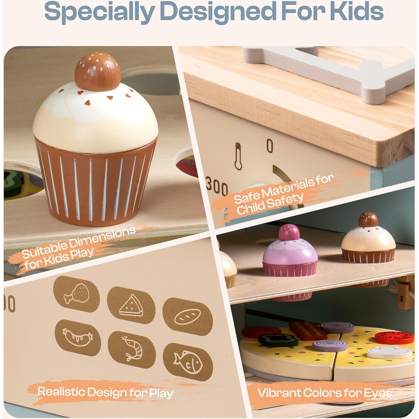 Set de Cocina de Madera ROBOTIME WCF28 con Horno y Accesorios