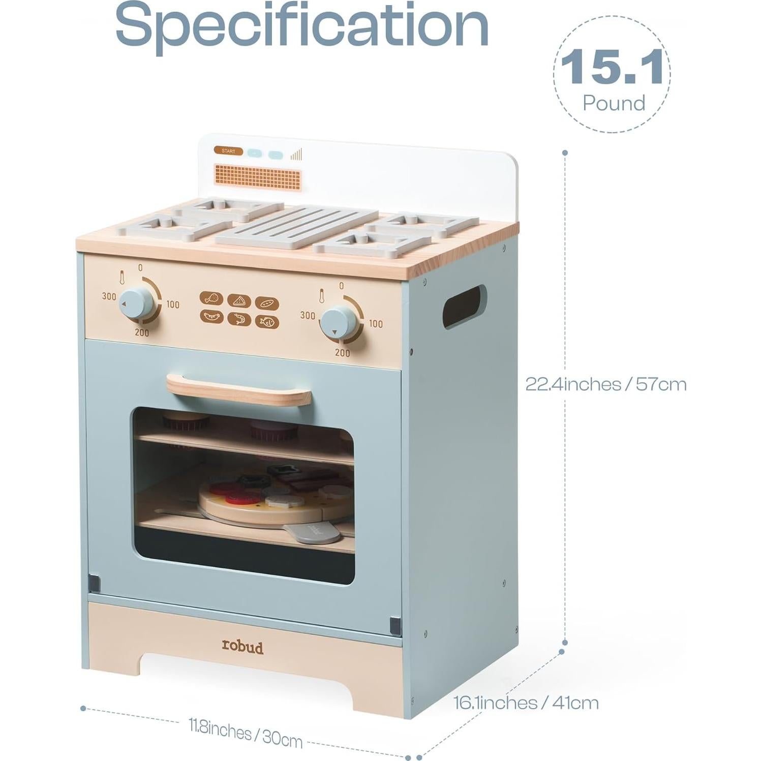 Set de Cocina de Madera ROBOTIME WCF28 con Horno y Accesorios