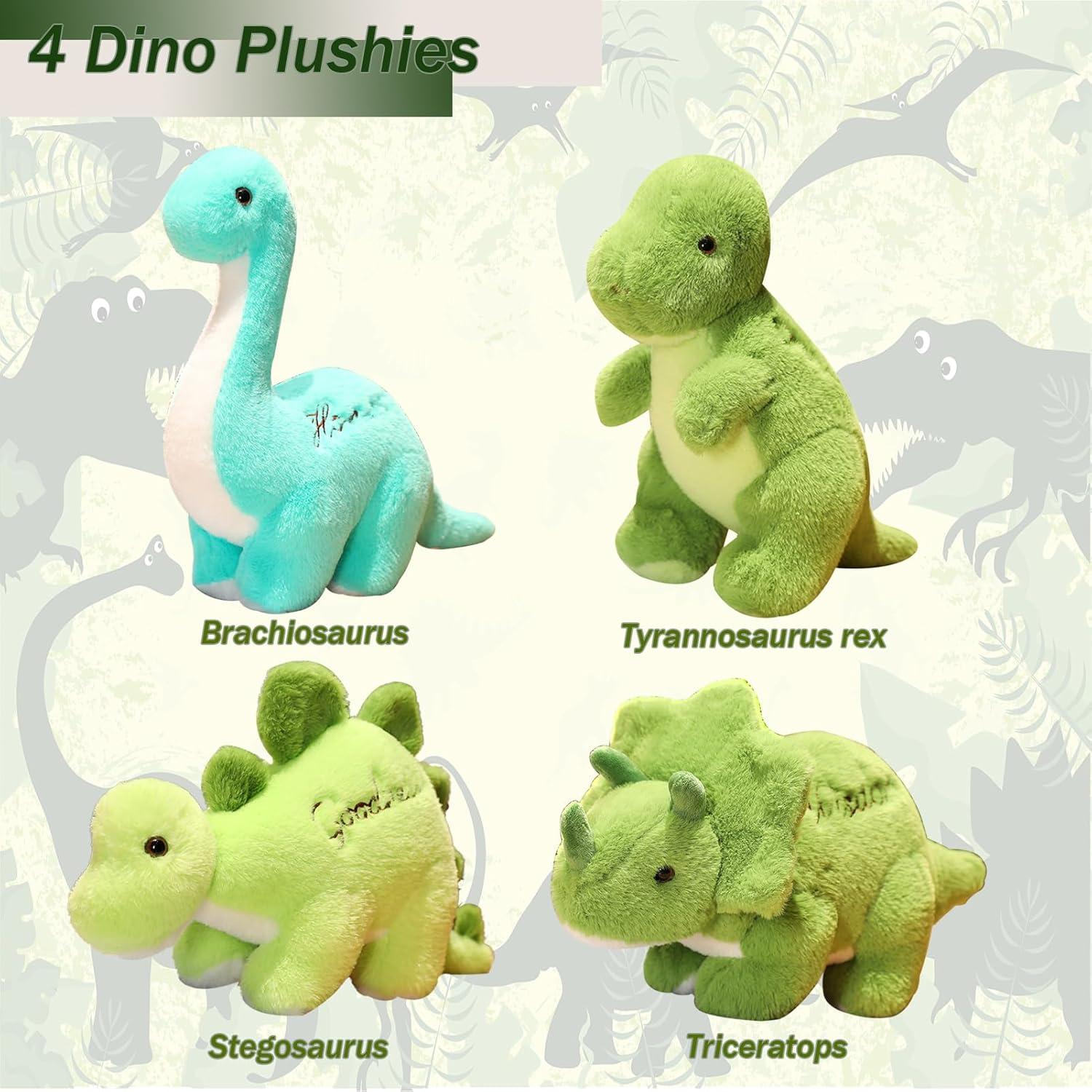 Set 4 Juguetes de Peluche Dinosaurio BUALR Suaves
