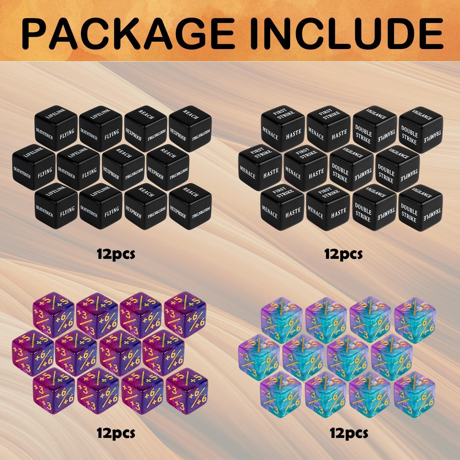 48 Piezas Contadores de Dados MTG LAMJAM con Bolsa de Terciopelo