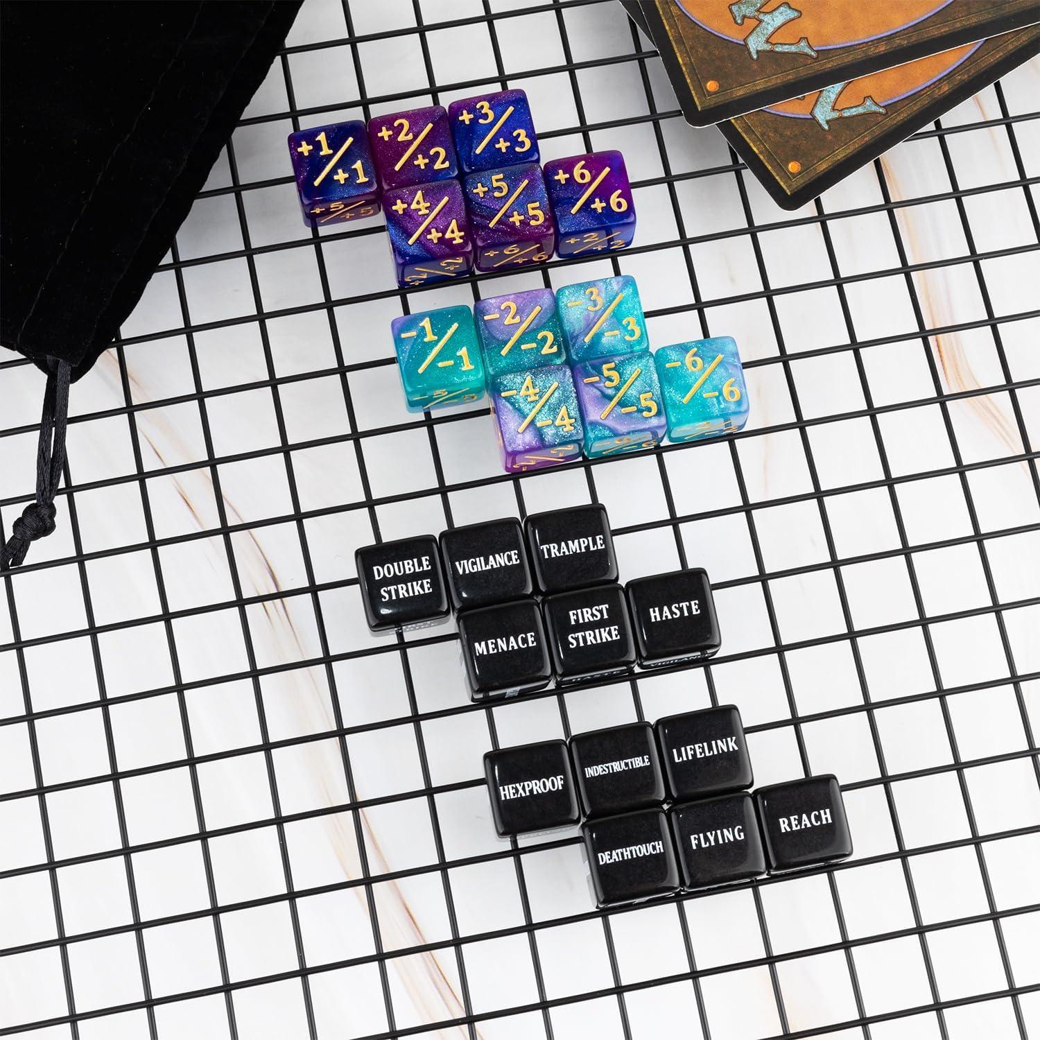 48 Piezas Contadores de Dados MTG LAMJAM con Bolsa de Terciopelo
