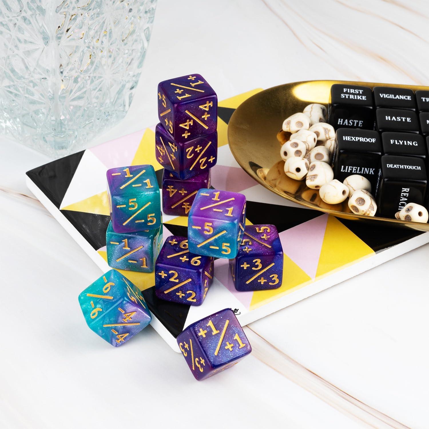 48 Piezas Contadores de Dados MTG LAMJAM con Bolsa de Terciopelo