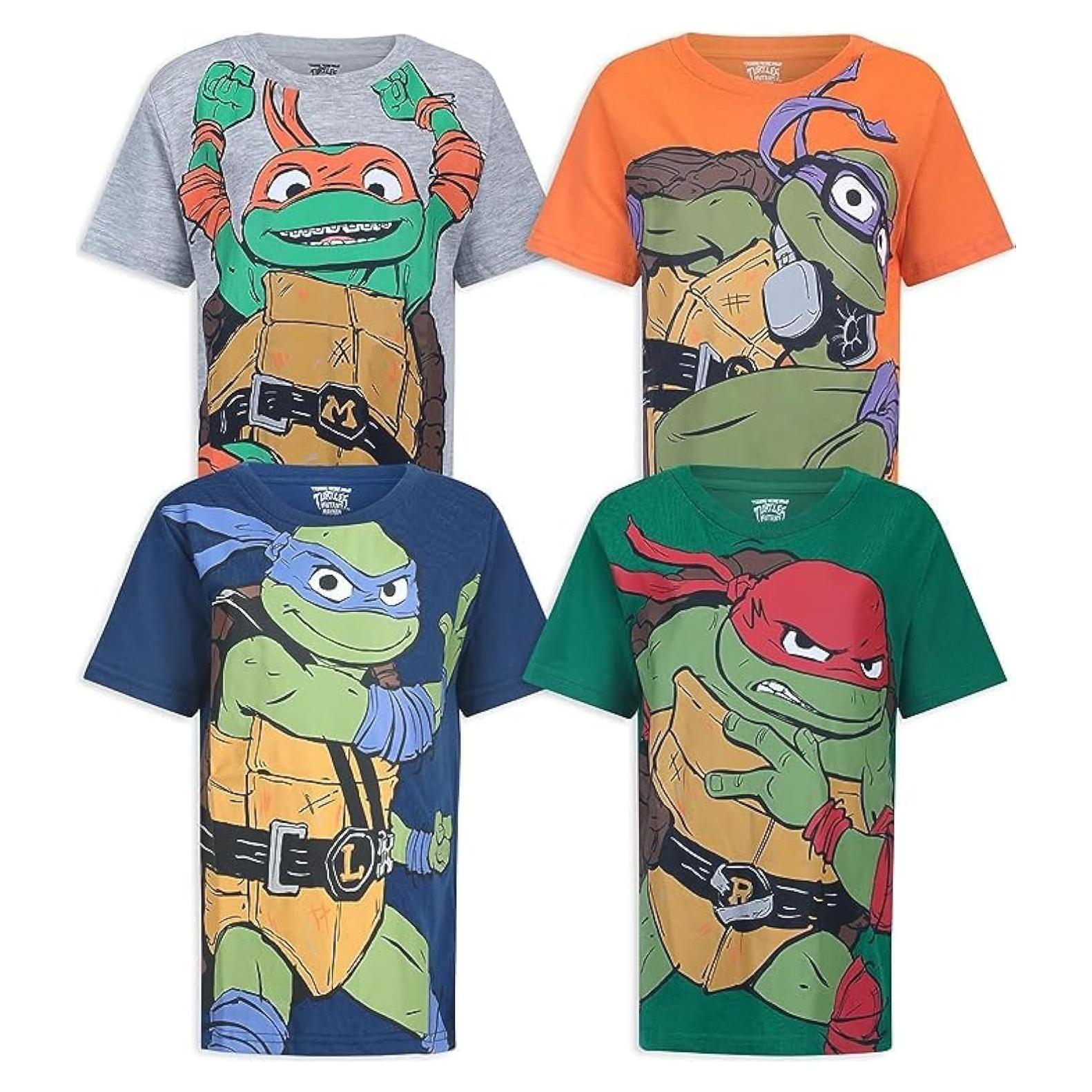 Camisetas de Manga Corta Nickelodeon Tortugas Ninja Niños 4 Pzas