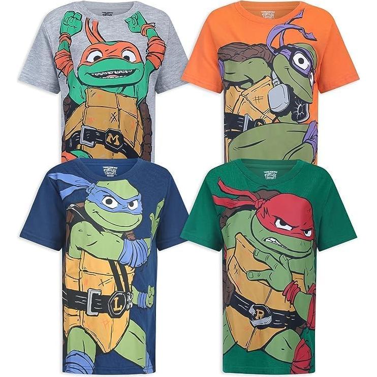 Camisetas de Manga Corta Nickelodeon Tortugas Ninja Niños 4 Pzas