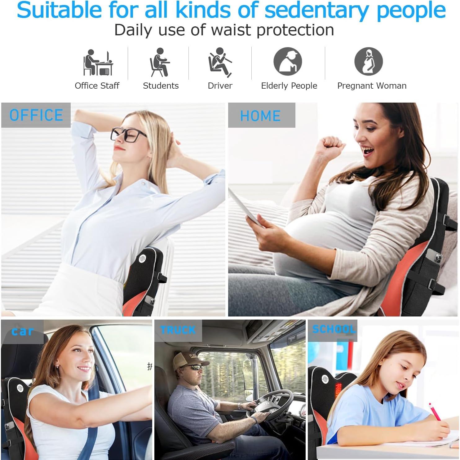 Lumbar Support Pillow for Office Chair,Memory Foam Back Support for Chair,Car Seat,Computer Chair,Recliner with Breathable Mesh Cover,Ergonomic Design for Back Pain Relief Improve Posture (Black)