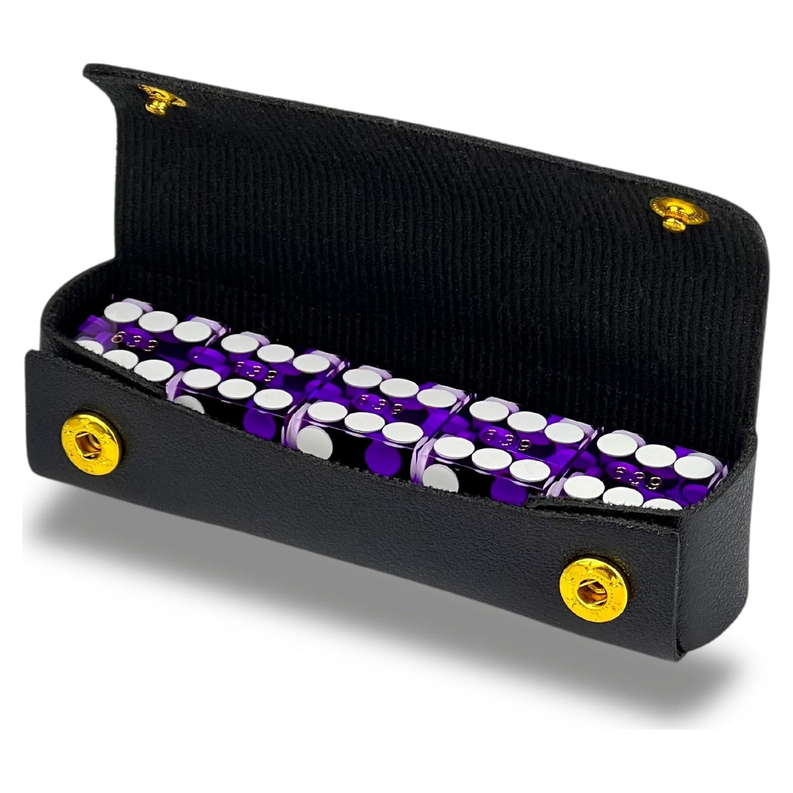 Dados de Casino Luck Lab 19mm Set de 5 con Estuche de Cuero