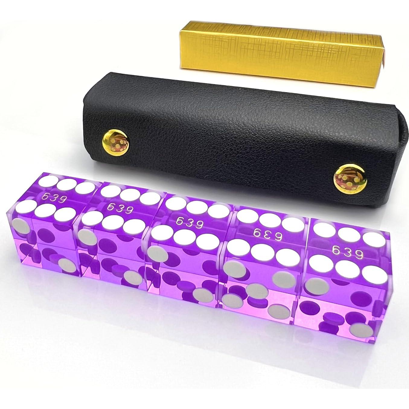 Dados de Casino Luck Lab 19mm Set de 5 con Estuche de Cuero