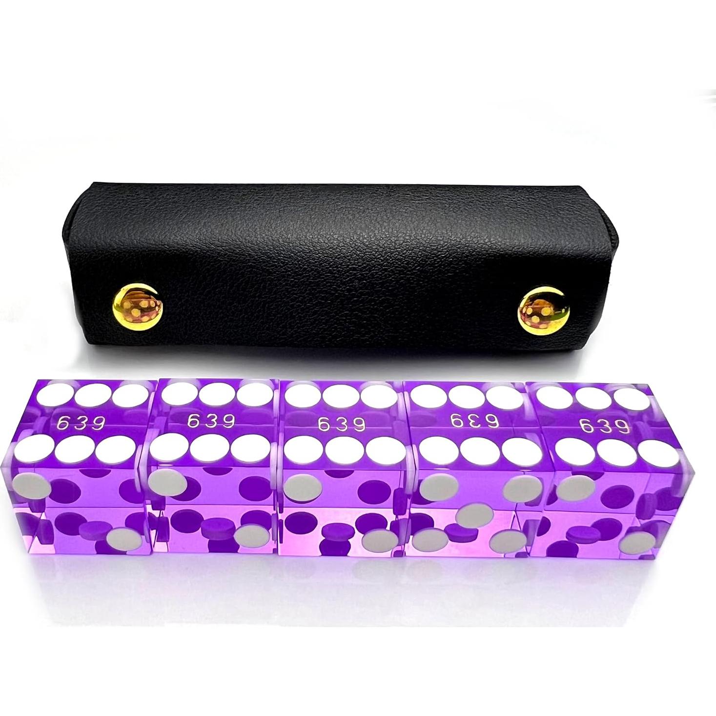 Dados de Casino Luck Lab 19mm Set de 5 con Estuche de Cuero