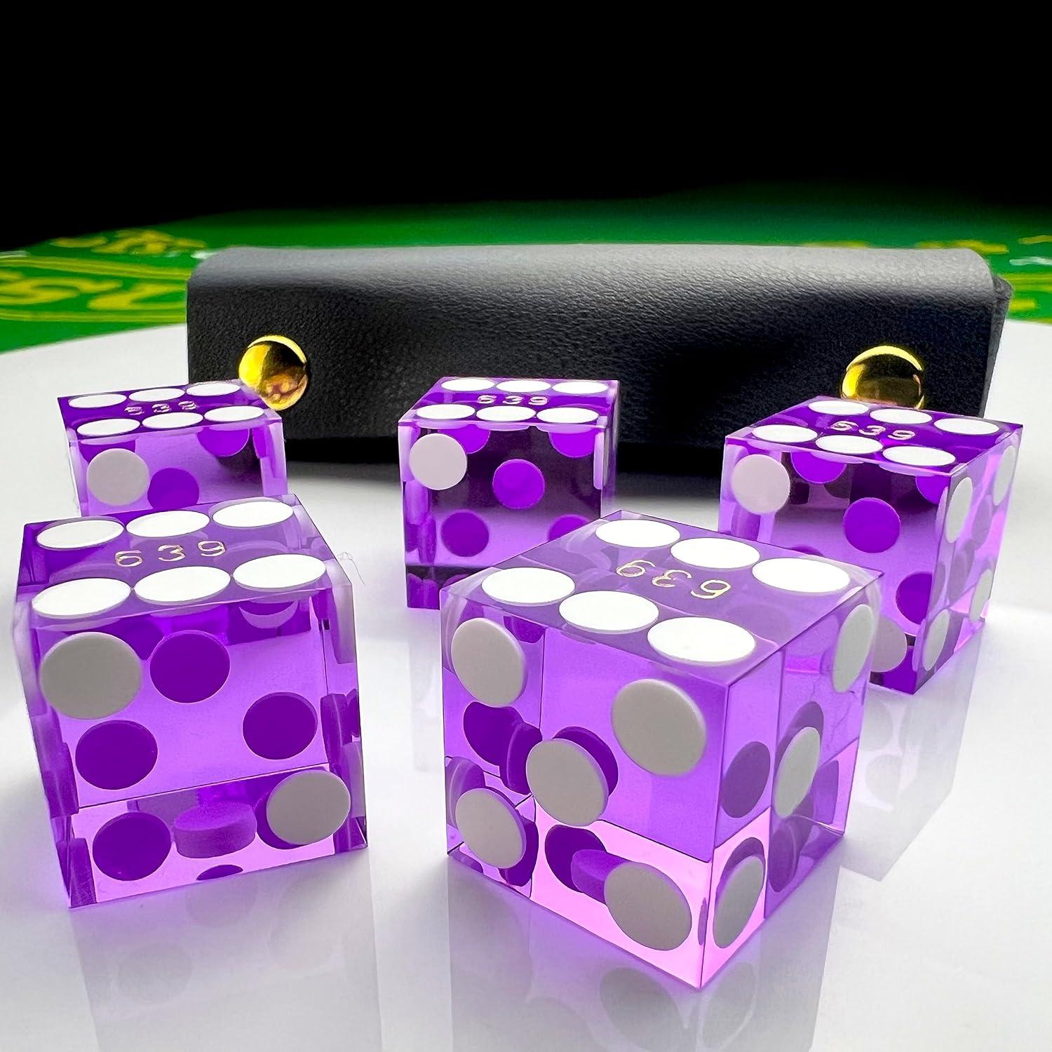 Dados de Casino Luck Lab 19mm Set de 5 con Estuche de Cuero