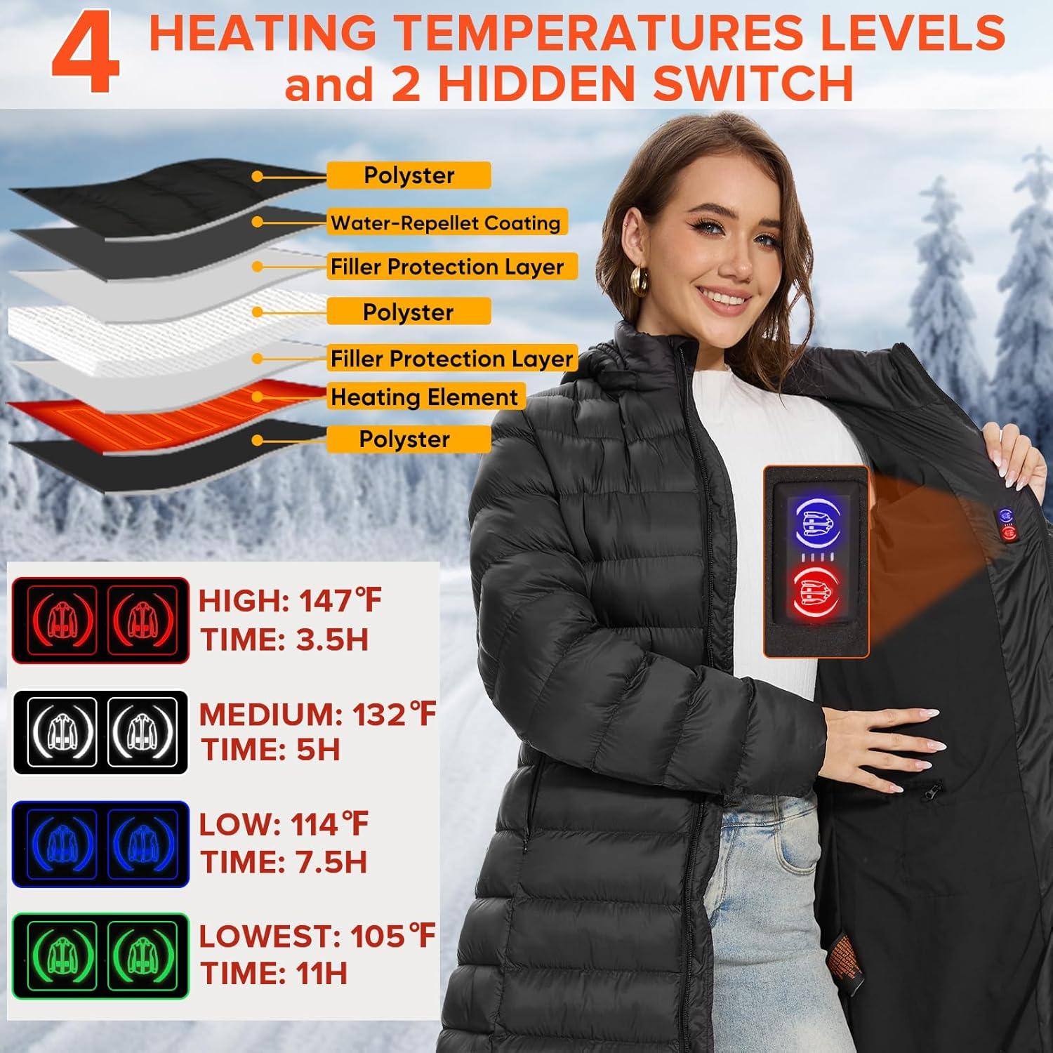 Chaqueta Térmica para Mujeres OAOA K112 12000mAh 4 Zonas Calor