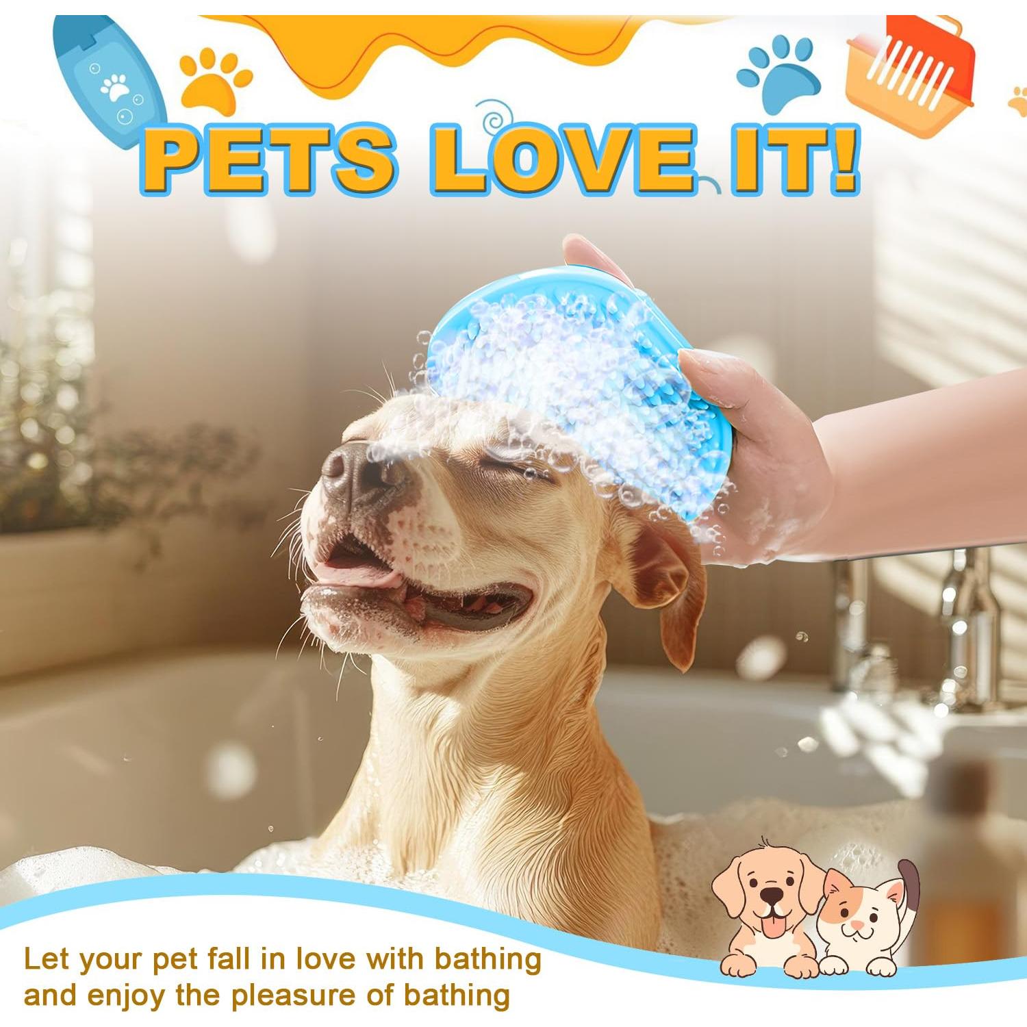 3 Piezas Cepillo de Baño para Perros Peehss - Azul