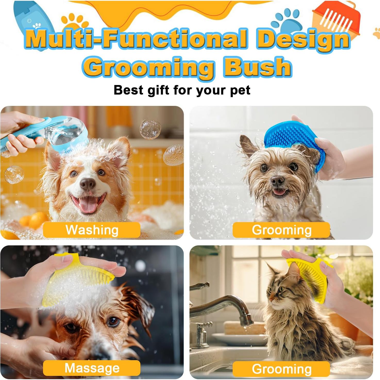 3 Piezas Cepillo de Baño para Perros Peehss - Azul