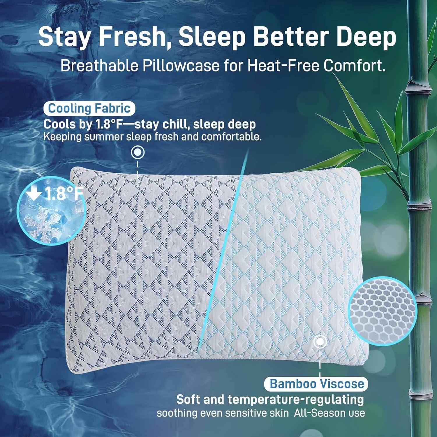 Almohada Ajustable Cotelovo Queen Viscosa Bambú Espuma Memoria