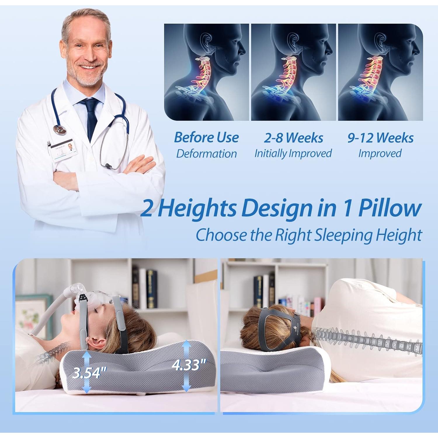 Almohada CPAP HOMCA Ergonomica para Dormir Lado y Espalda