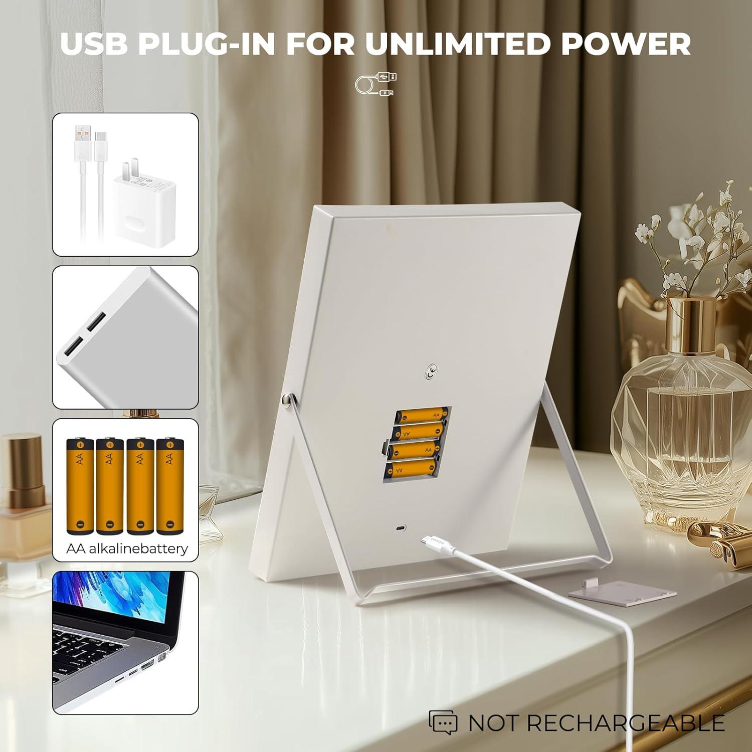 Espejo de Maquillaje Iluminado Homtang 30x25cm 3 Modos Color