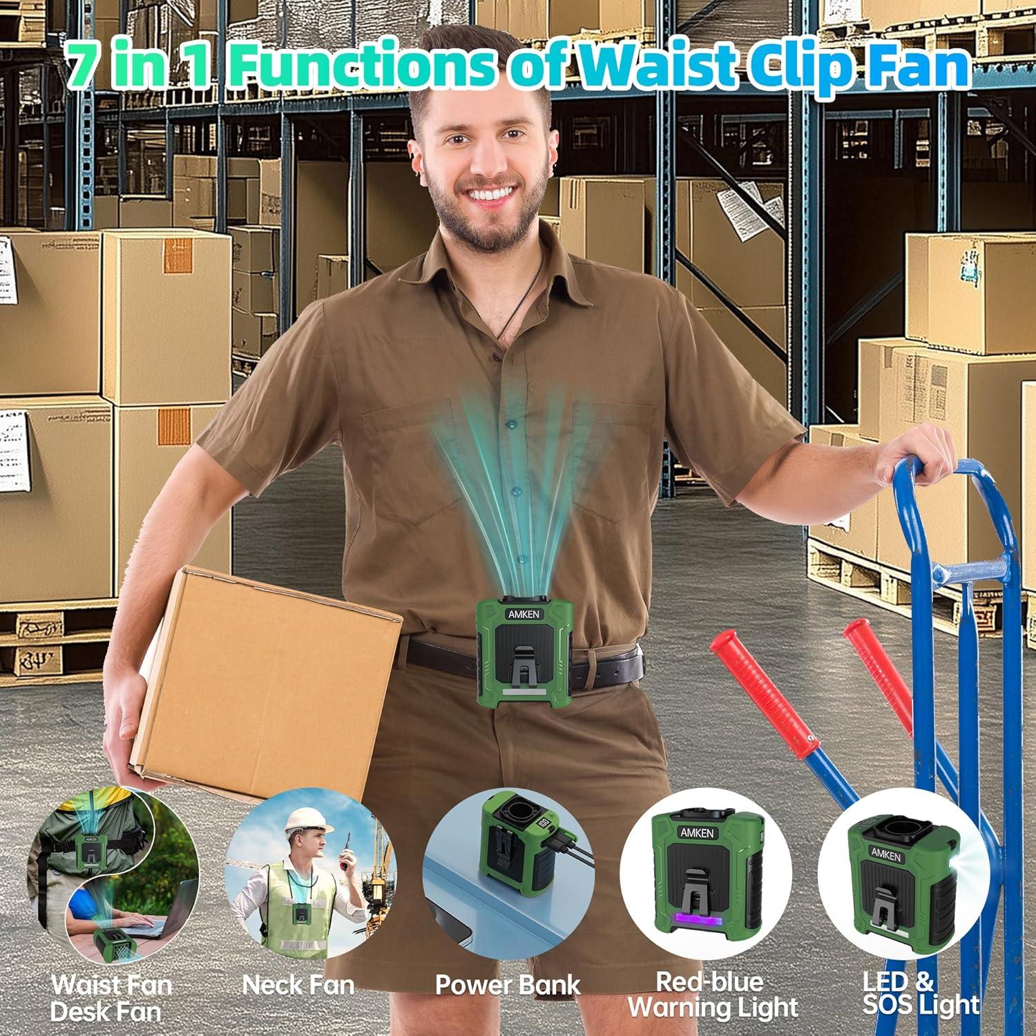 Ventilador Portátil de Cintura AMKEN GY009 10000mAh 6 Velocidades