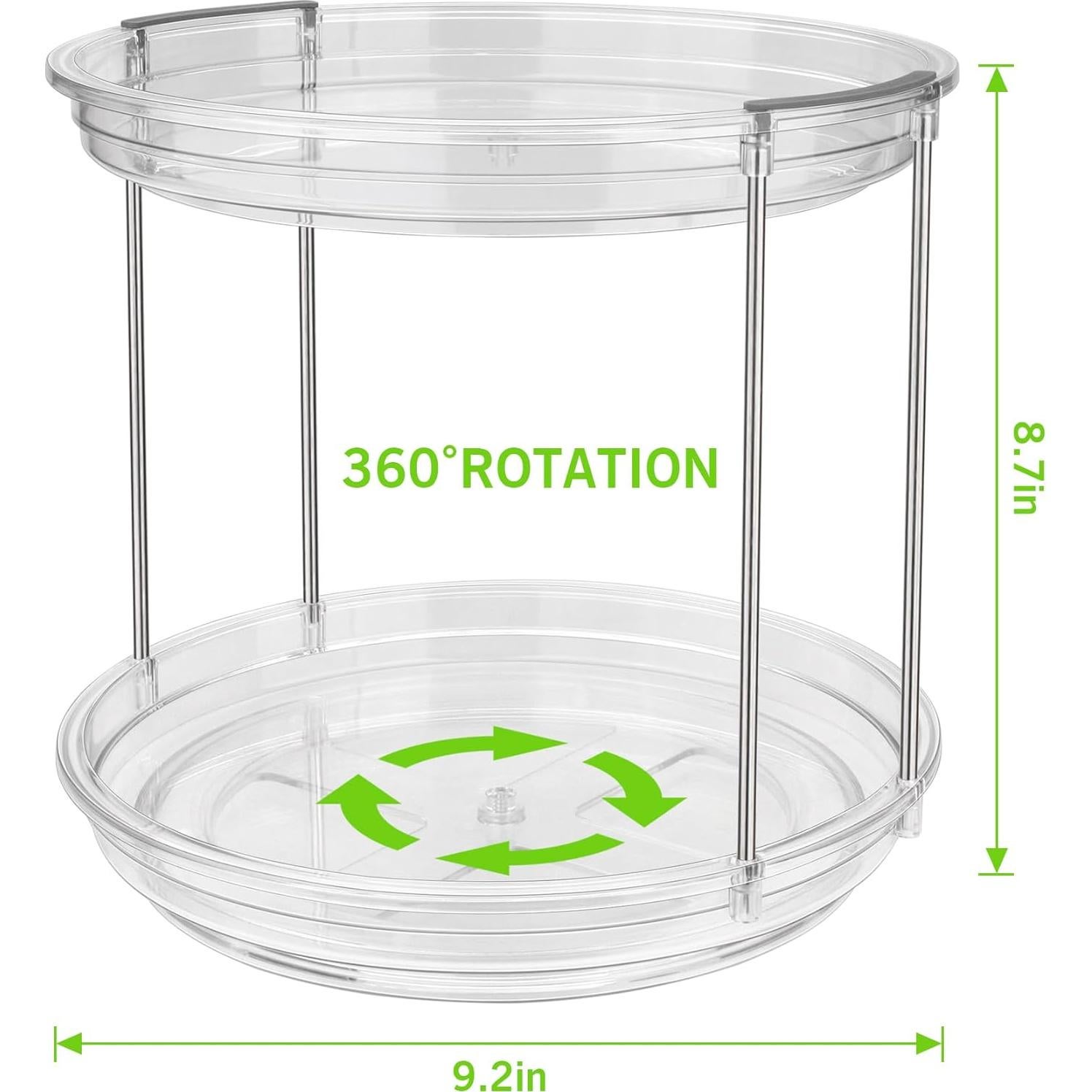 Organizador Lazy Susan 2 Niveles 23.37 cm Gris - 2 Paquete