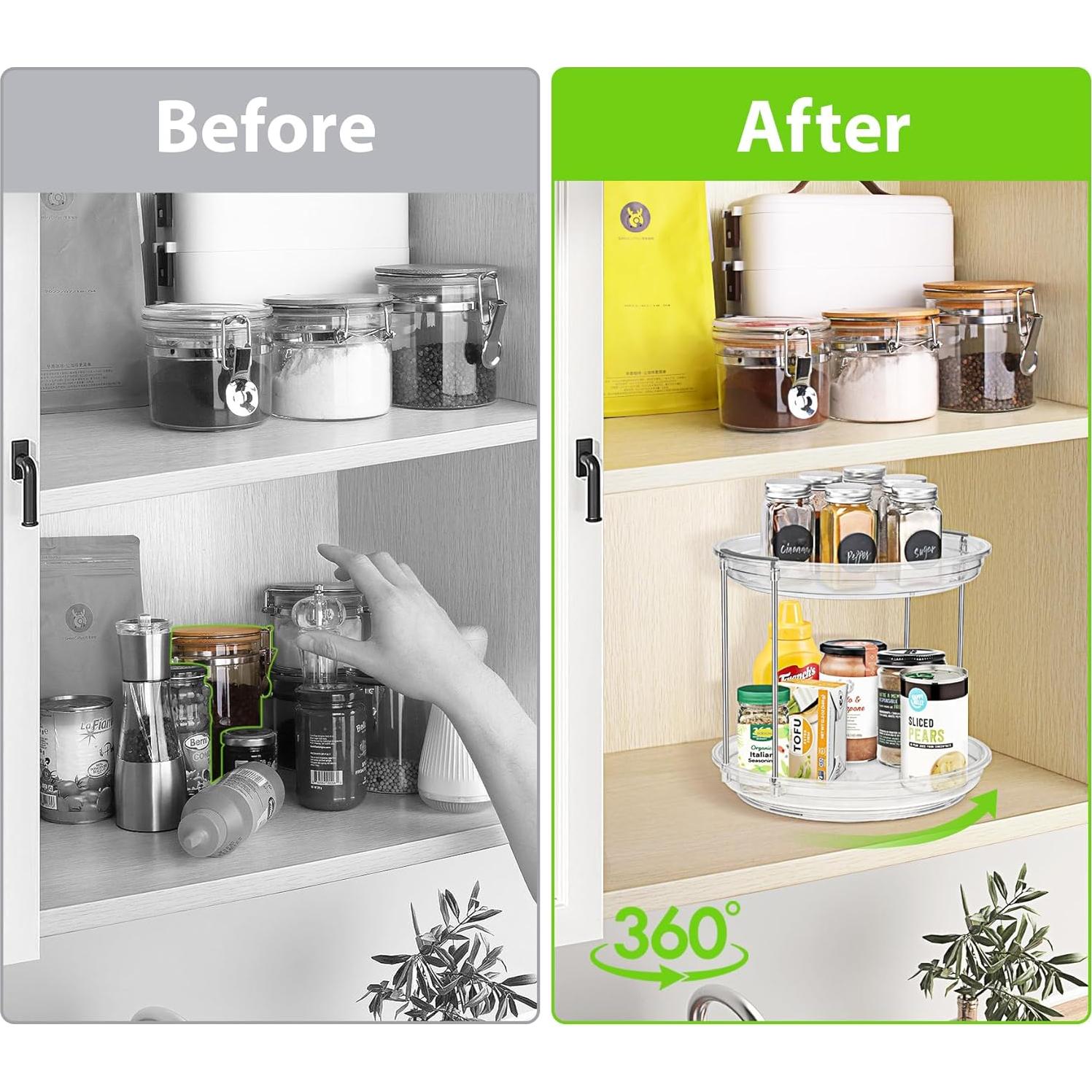 Organizador Lazy Susan 2 Niveles 23.37 cm Gris - 2 Paquete