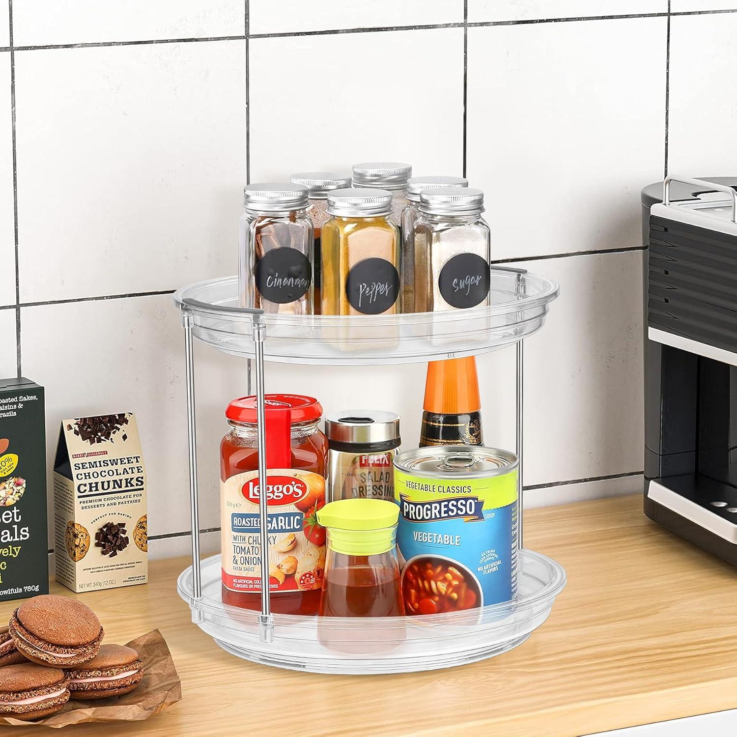 Organizador Lazy Susan 2 Niveles 23.37 cm Gris - 2 Paquete