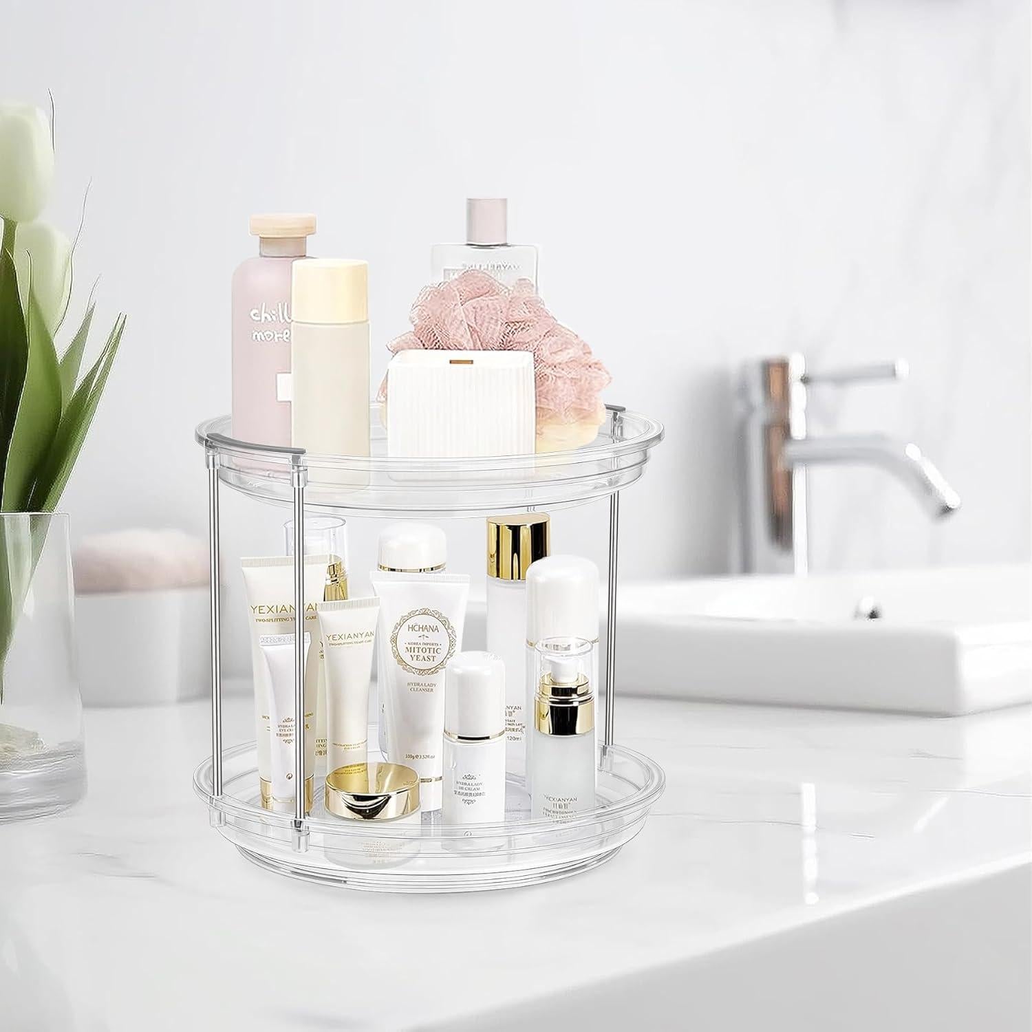 Organizador Lazy Susan 2 Niveles 23.37 cm Gris - 2 Paquete