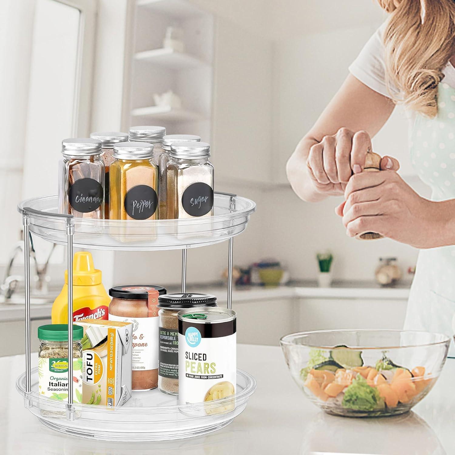 Organizador Lazy Susan 2 Niveles 23.37 cm Gris - 2 Paquete