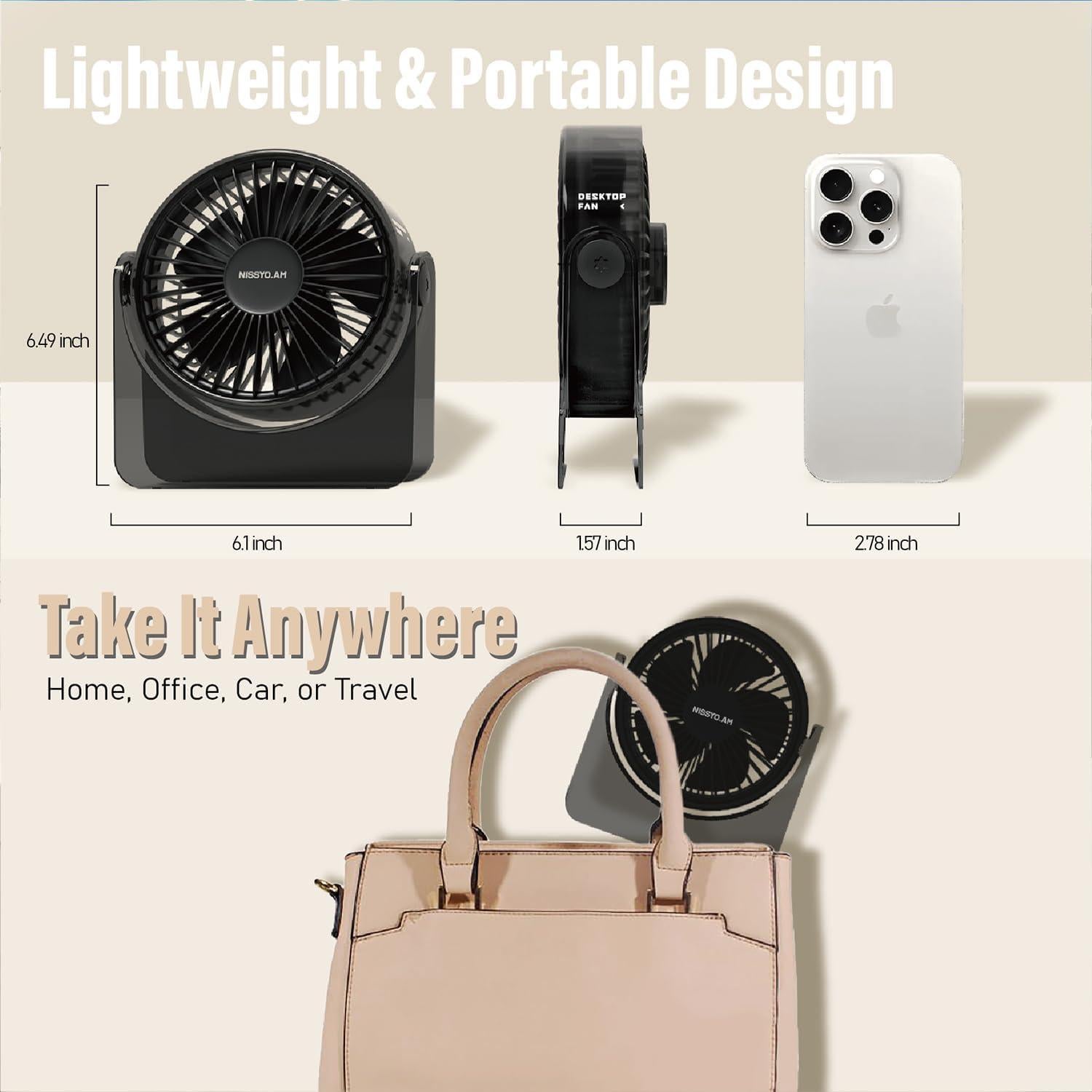 Ventilador de Escritorio USB NISSYO.AM 15.24 cm 3 Velocidades Silencioso