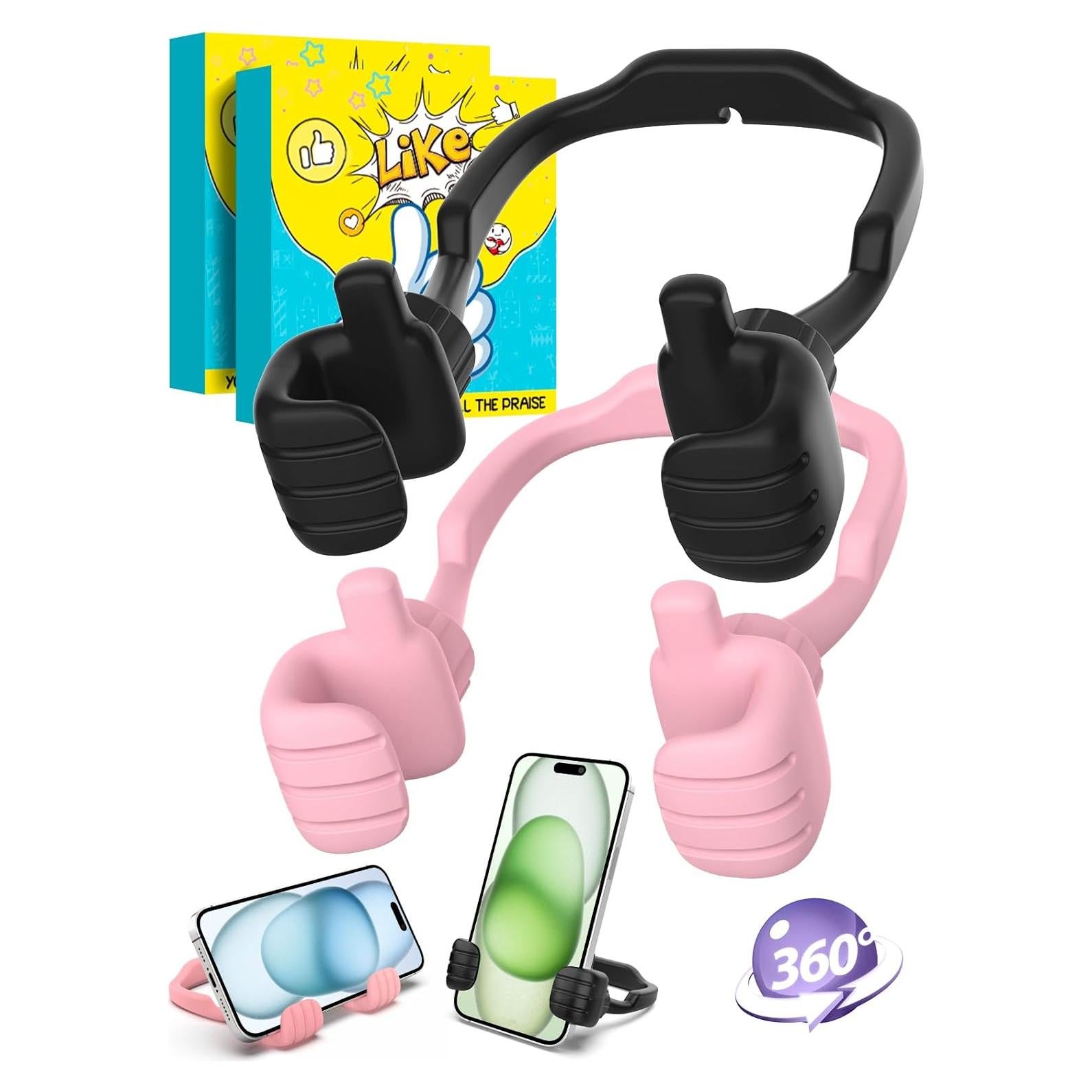 Soporte para Teléfono CALDEVER Ajustable 360° Negro/Rosa