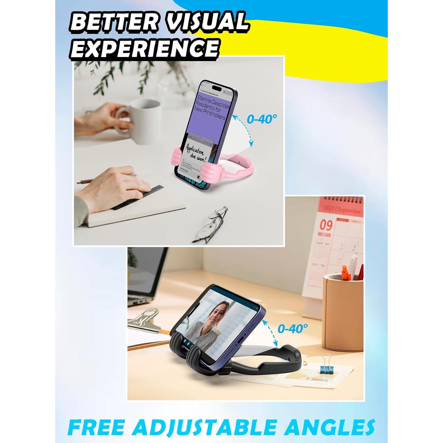 Soporte para Teléfono CALDEVER Ajustable 360° Negro/Rosa