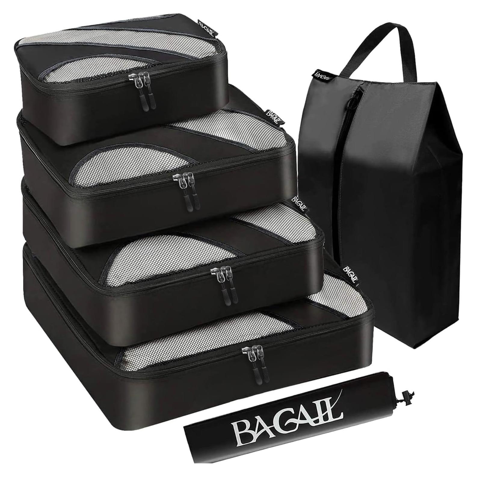 Set de 6 Cubos de Empaque BAGAIL para Viaje - Organizador Negro