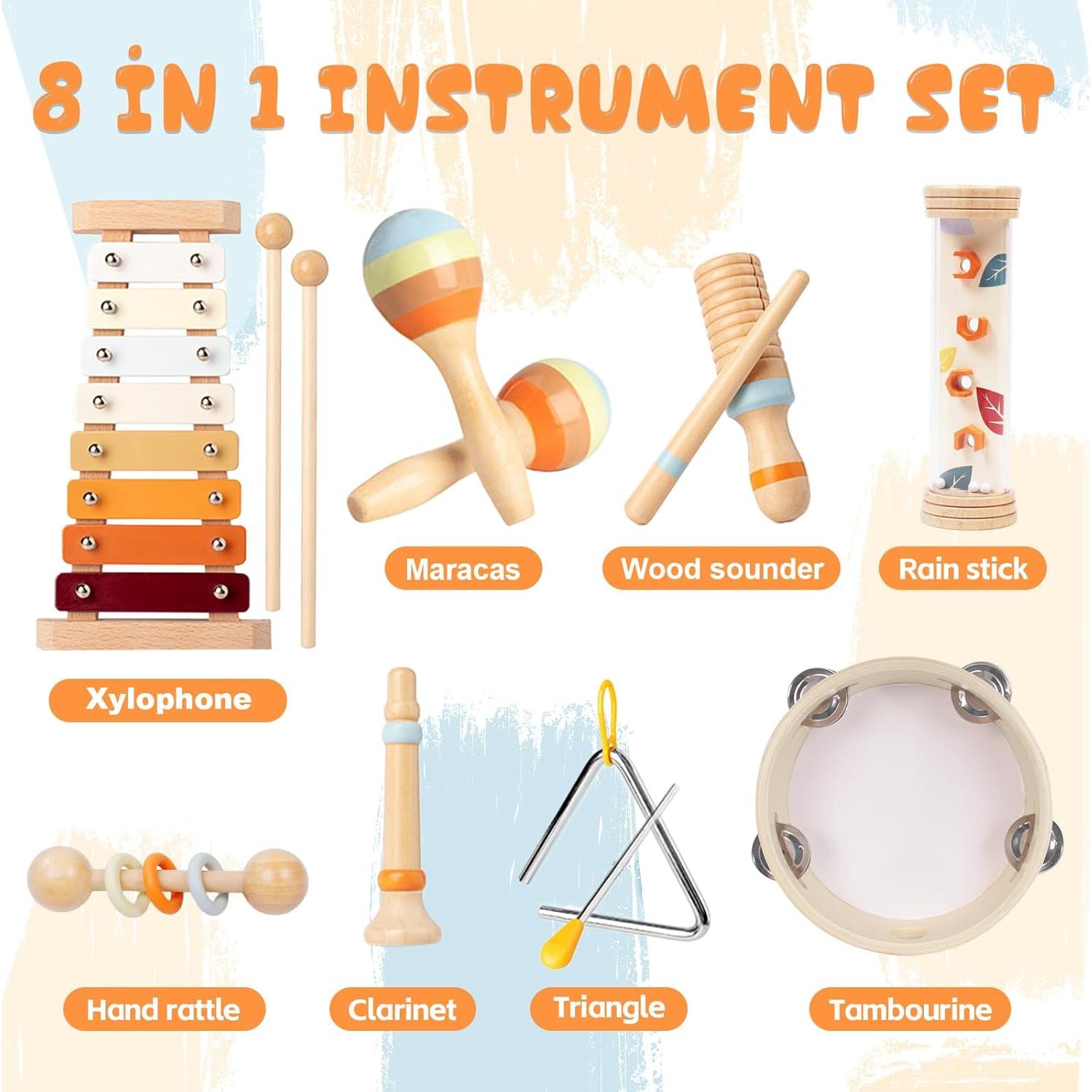 Conjunto de Instrumentos Musicales MTTIERY 8 Piezas para Niños