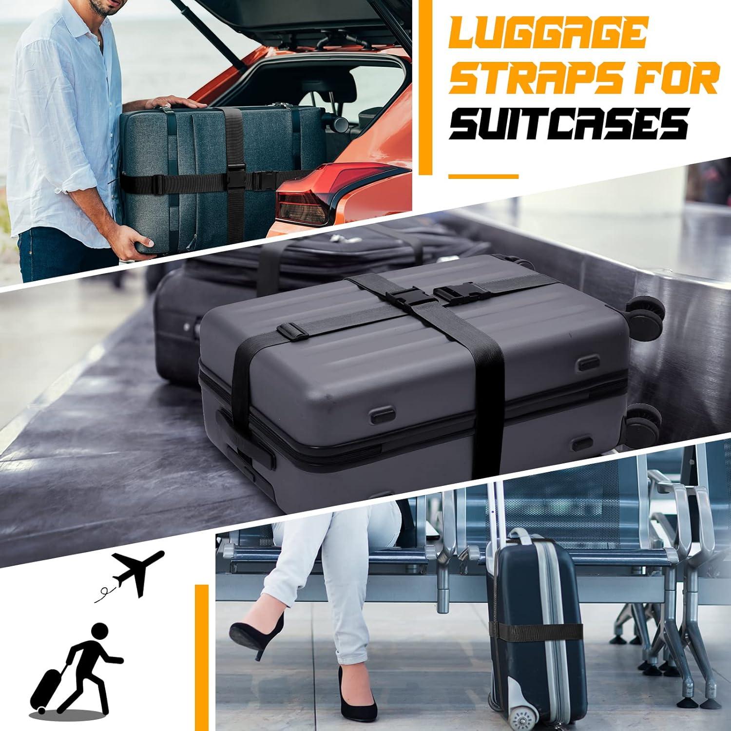 Correas de Equipaje Eccliy 12 Piezas Ajustables Negras 100-188 cm