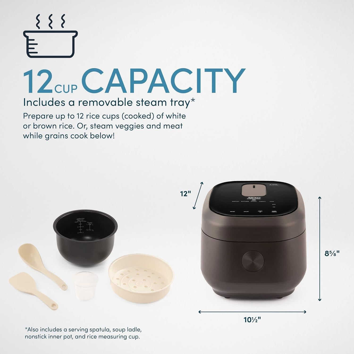 Cocedor de Arroz AROMA ARC-7606B 12 Tazas 3Qt Negro