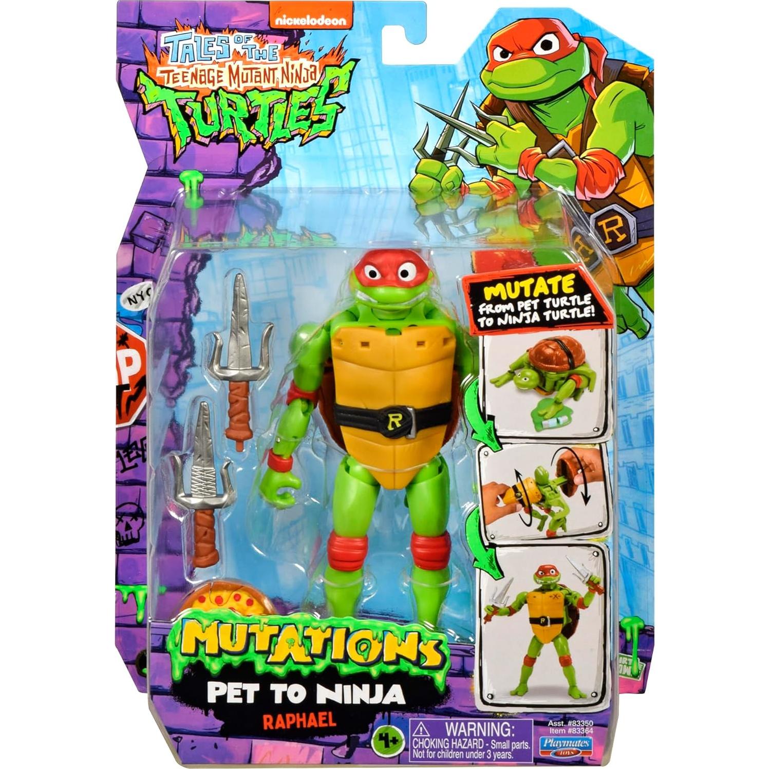 Figura Tortuga Ninja Raphael 14 cm Mutaciones Deluxe Playmates