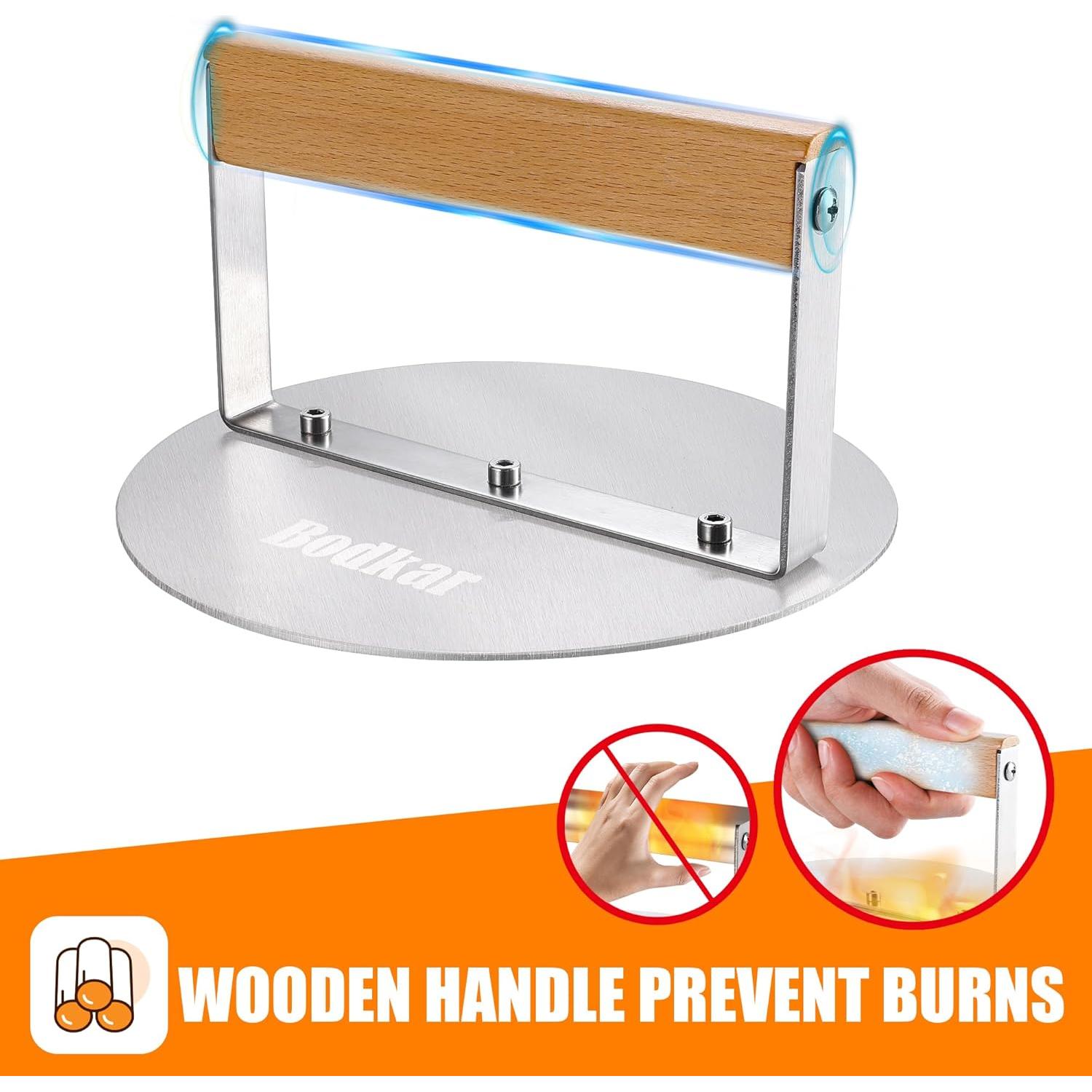 Prensa de Hamburguesas Bodkar Acero Inoxidable 15cm Mango Madera