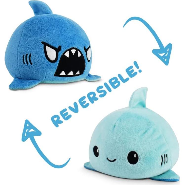 Peluche Reversible Tiburón TeeTurtle Azul 10 cm Suave